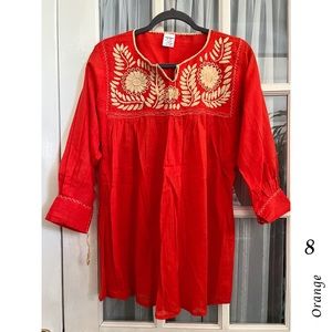 Mexican Boho Embroidered Top L